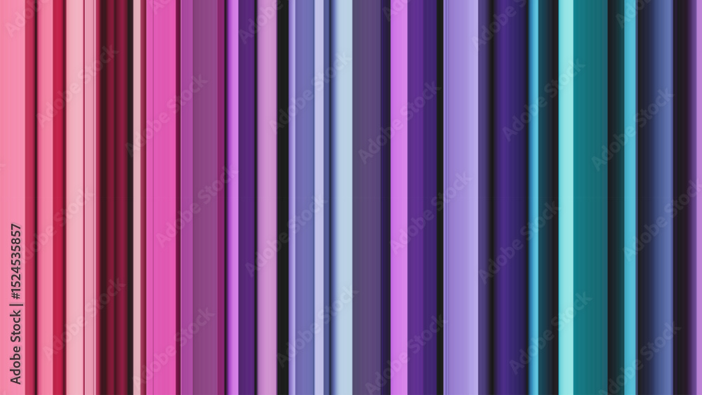 Poster colorful geometric background with vibrant vertical stripes of unique shapes with 3d lighting effect