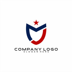 MJ letter logo design with shield concept..