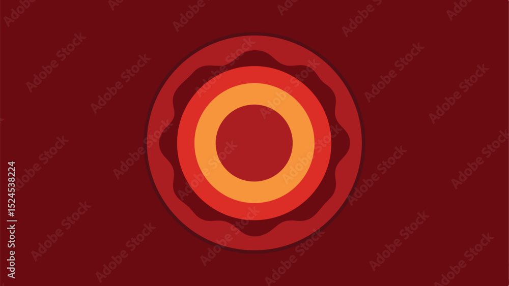 Poster abstract circular design with layered shapes and earth tones aesthetic elements