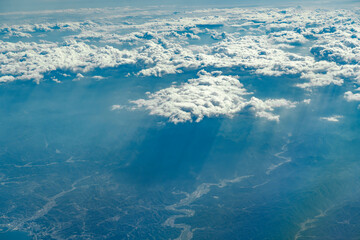 aerial view of sunlight from cloud