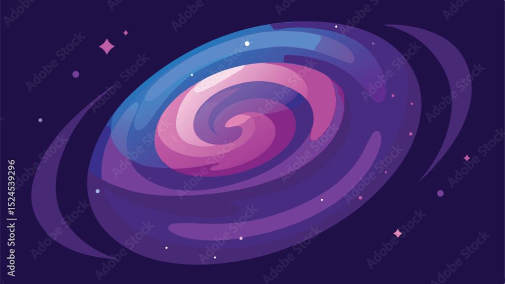 Poster abstract galactic swirl design with starry elements and gradient color palette