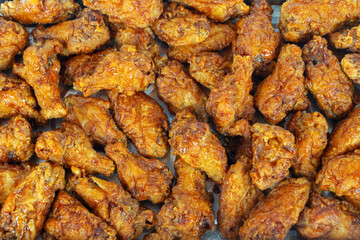 high angle view of fried chicken wing as background