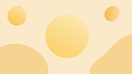 Abstract graphic composition of yellow and orange circular and curved shapes