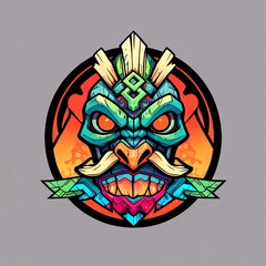 Vibrant Tiki Mask: A Fusion of Tribal and Modern Art