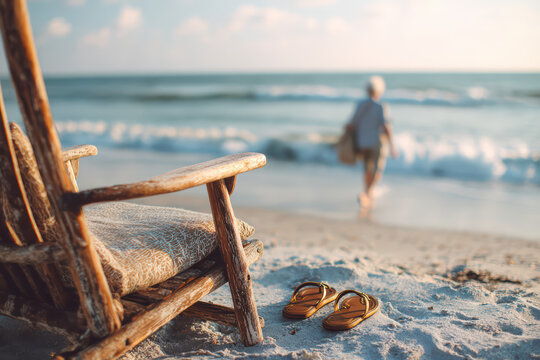 beach chair facing sea, retirement freedom
