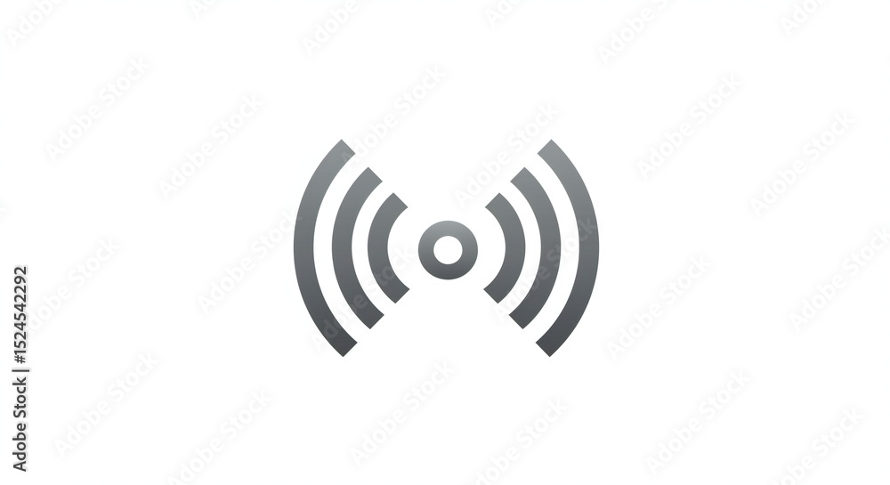 Poster abstract signal icon with concentric waves in grayscale, conveying connectivity and communication. m