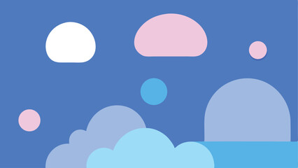 Fototapeta premium Abstract sky scene featuring rounded shapes and transparency on a white background