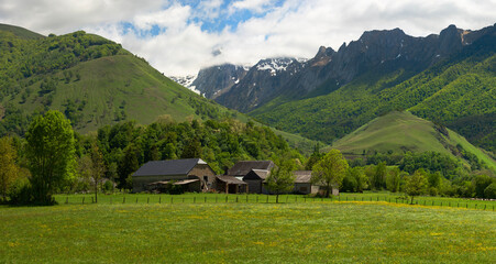 Farmland In Pyrenees Mountains 