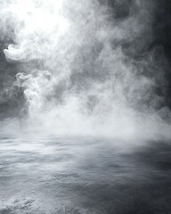 Fototapeta premium Gray Floor with Dense White Smoke