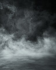 Fototapeta premium Grey Floor with Dense Fog