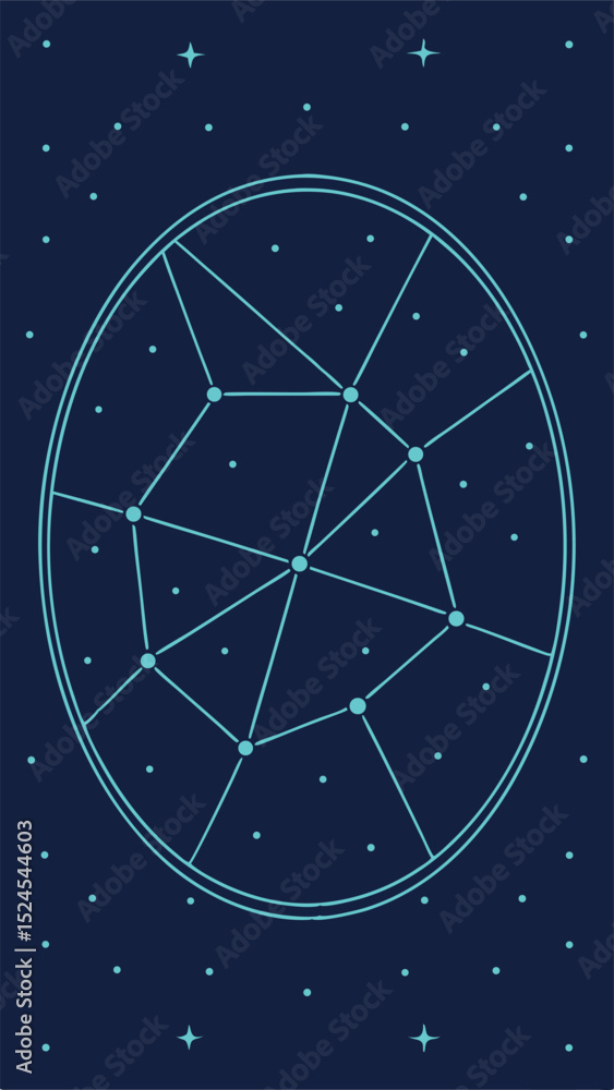 Poster celestial map design with dot constellations and vector illustration on a white background