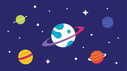 Fototapeta premium Clean space vector illustration with layered celestial icons and cosmic elements