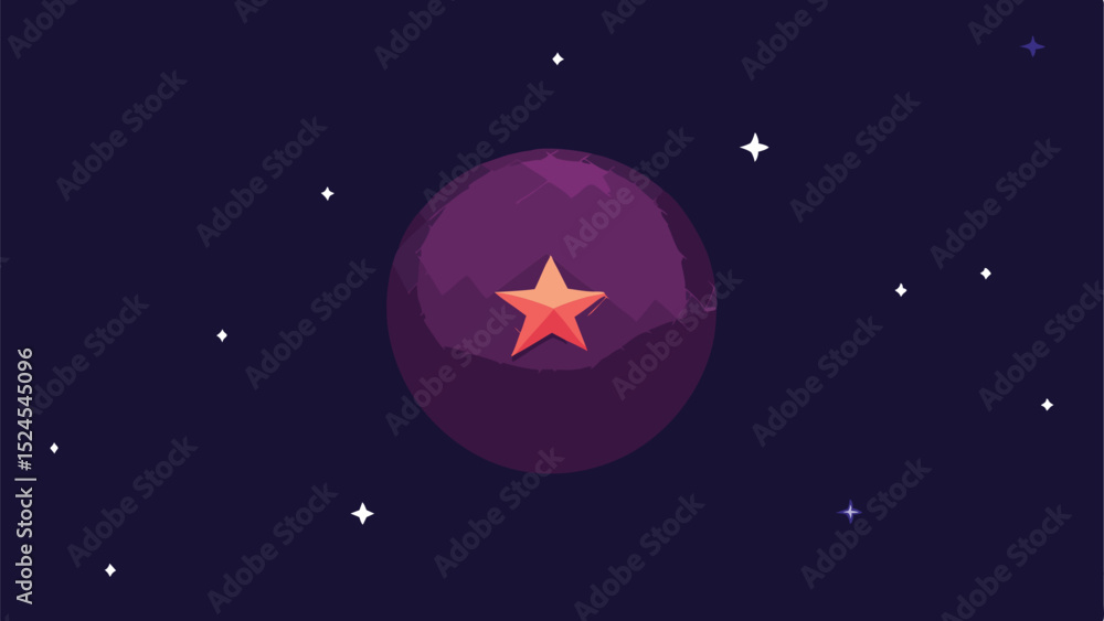 Poster dark starfield design with faint glowing mesh and star element on a white background