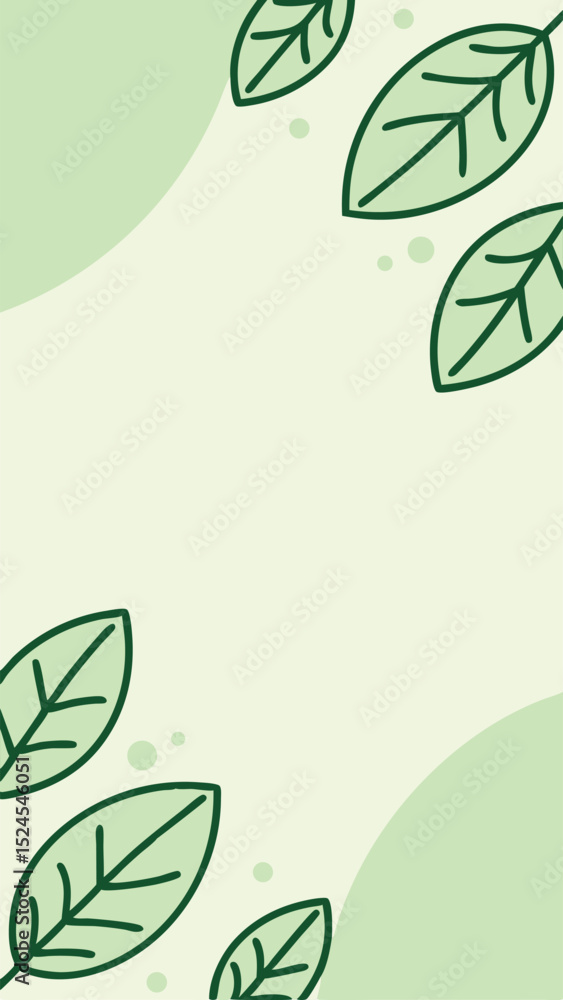 Poster elegant green leaf design with transparent background for various design projects