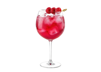 elegant raspberry gin tonic cocktail with fresh berry garnish, transparent glass overlay