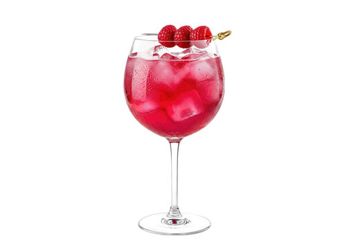elegant raspberry gin tonic cocktail with fresh berry garnish, transparent glass overlay