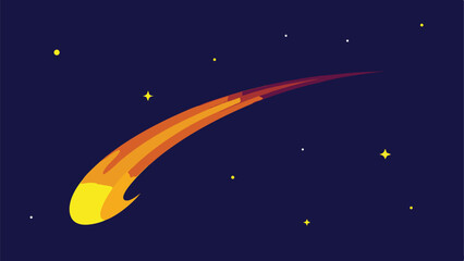 Naklejka premium Glowing comet tail streaking across a deep night sky with celestial stars and space elements