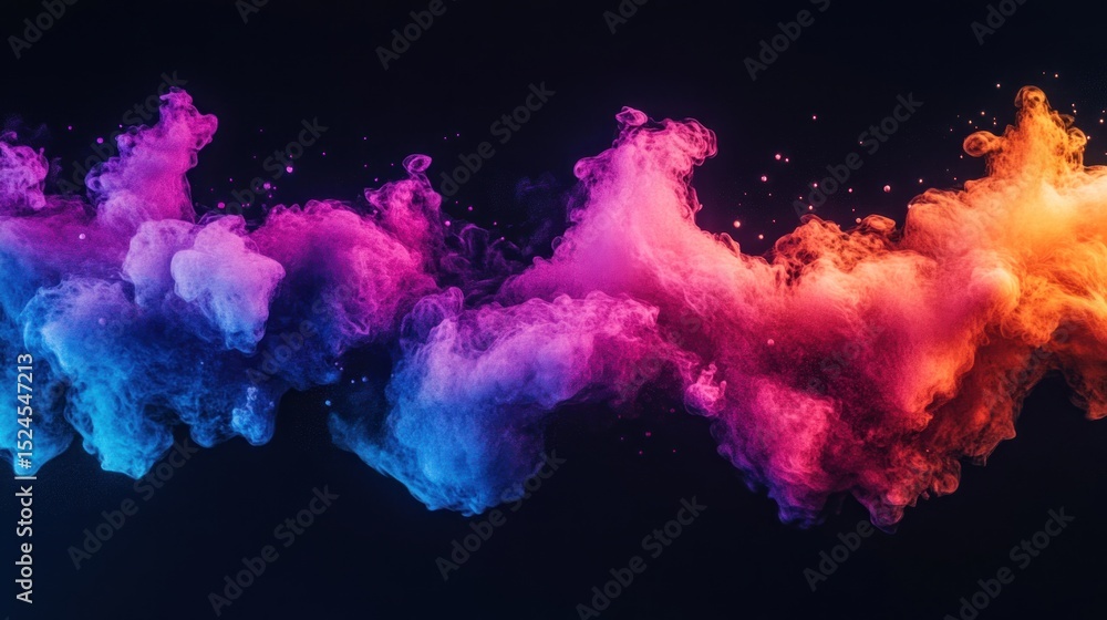 Poster spectacular cloud of colorful smoke against a dark background generating a mesmerizing visual
