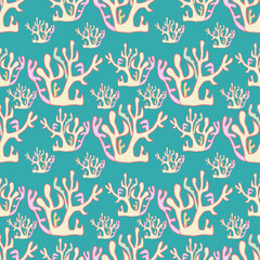 Colorful coral pattern on teal background