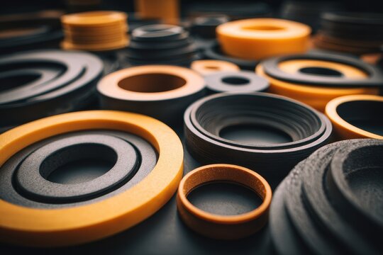 Gaskets and seals of diverse shapes for automotive connections Technical plates and rings resistant to heat frost acid alkali oil and petrol