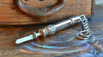 Unique Keychain Design: A Sleek Silver Key with a Modern Twist