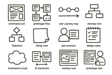 User interface design icons for prototyping and development