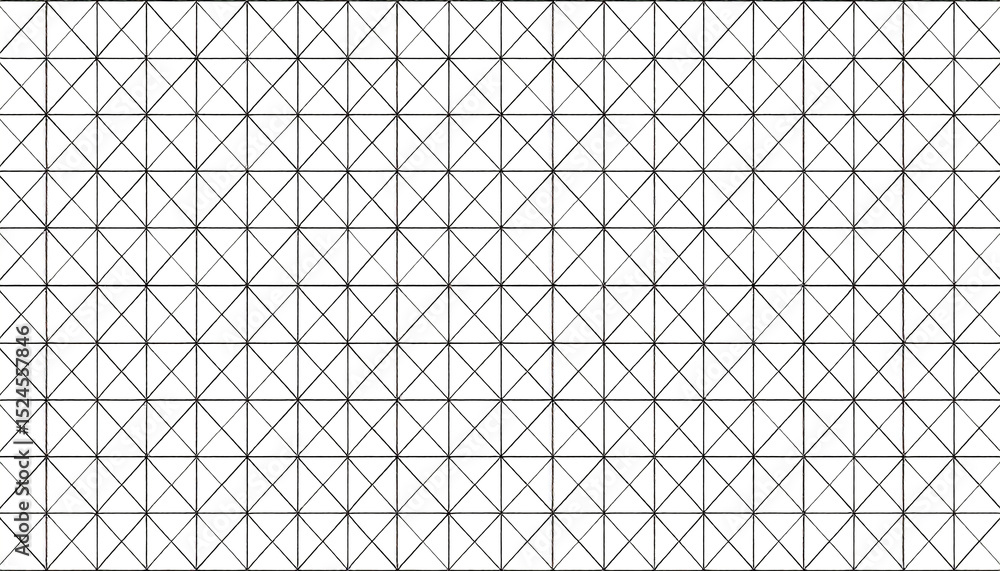 Poster seamless pattern of interconnected tiny triangles forming a grid, minimalist black lines on white ba