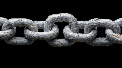 Fototapeta premium Close-up of a Weathered Metal Chain Against a Black Background