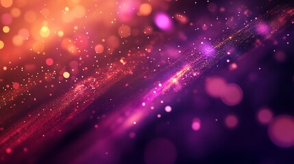 Fototapeta premium Abstract Purple and Orange Glitter Background: Shimmering Sparkle, Festive Bokeh Lights, Elegant Design for Holiday, Party, or Celebration