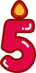 Number five birthday candle