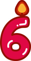 Number six birthday candle