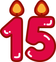 Number fifteen birthday candle