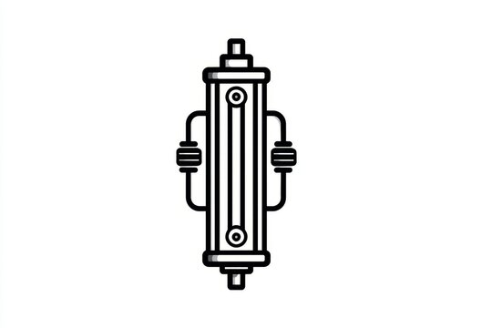 Line drawing of a pneumatic cylinder on a white background