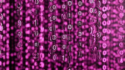 Binary code flowing down abstract strings