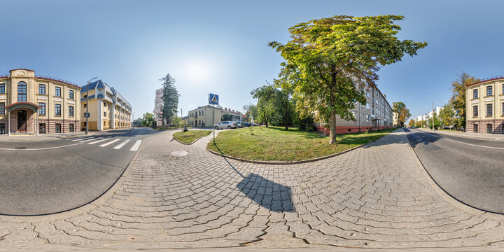 360 hdri panorama overlooking restoration of the historic castle or palace with stairs, columns and gate  in seamless spherical equirectangular projection