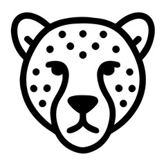 Cheetah Head Icon Line Art Vector Illustration