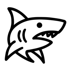 Powerful Shark Line Art Vector Illustration of a Predatory Shark