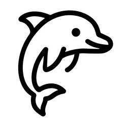 Leaping Dolphin Line Art Illustration of a Happy Dolphin