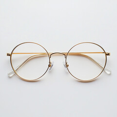 A vintage-inspired retro gold frame anti-blue light women's fashion glasses, minimalist art style, casual yet trendy, cut out on a white background
