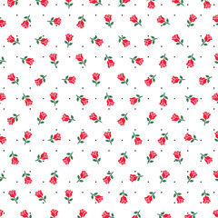 Vector Red Roses Pattern Background