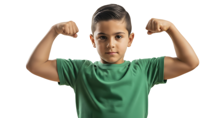 Strong Little Boy Flexing Muscles
