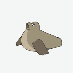 A cute cartoon seal looking upwards