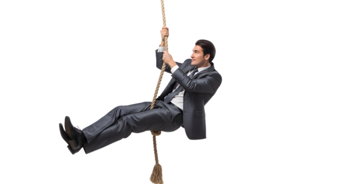 Businessman Climbing Rope to Success - Powered by Adobe