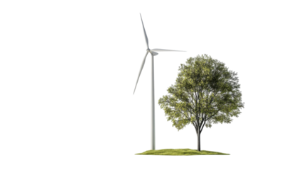 Modern Wind Turbine for Renewable Energy Generation Isolated on White Background