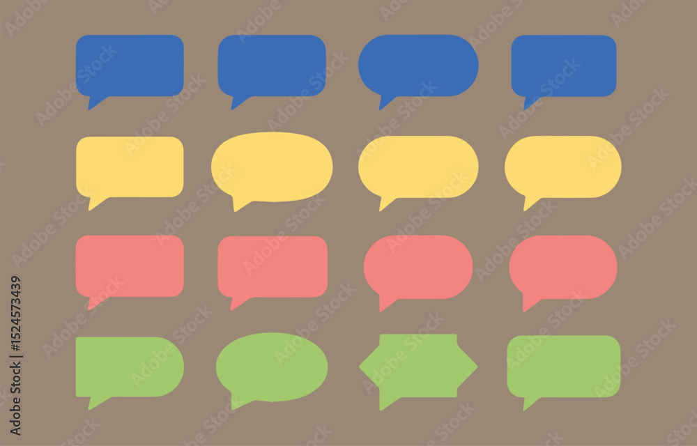 Poster collection of colorful speech bubbles in various shapes graphic design featuring set speech bubbles 