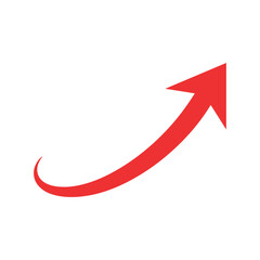 Dynamic Red Upward Curved Arrow Icon: Symbolizing Growth, Progress, and Success