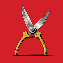 comic style gardening scissors illustration