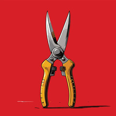 comic style gardening scissors illustration