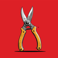 comic style gardening scissors illustration