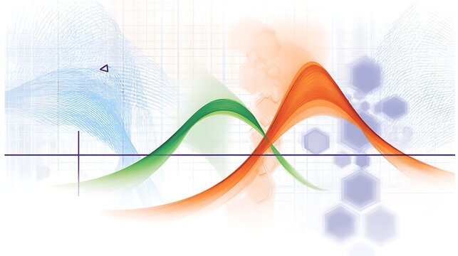 Intersecting gaussian curves graph with hexagons